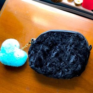 Black velvet makeup bag